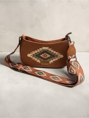 Wrangler Aztec Southwestern Crossbody Shoulder Bag Tan EUC Like New